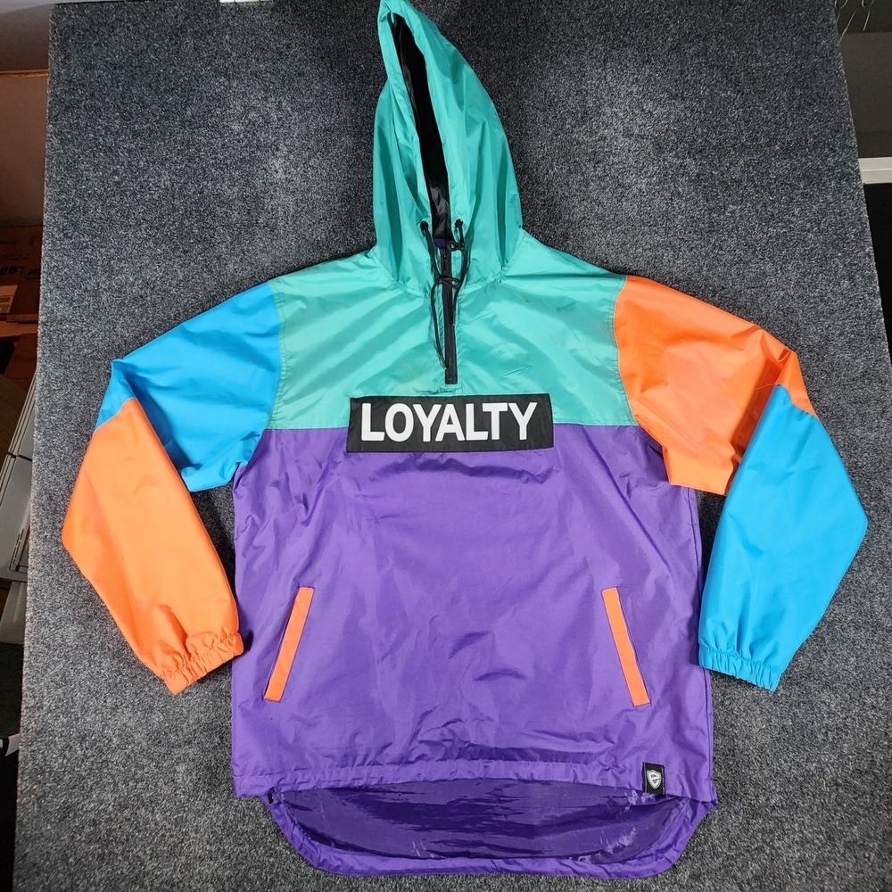 VTG Encrypted Supply Company Loyalty Windbreaker 1/4 Zip Jacket Mens XL‎ Hooded